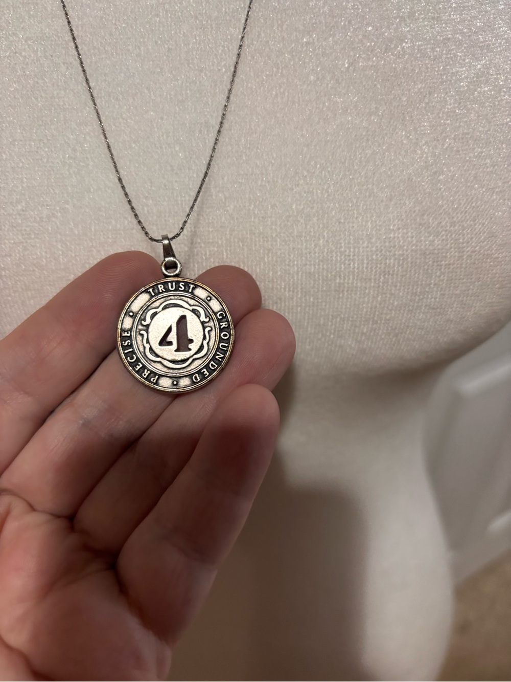 Alex and Ani Silver-Tone Number 4 Coin Pendant Necklace. adjustable.
